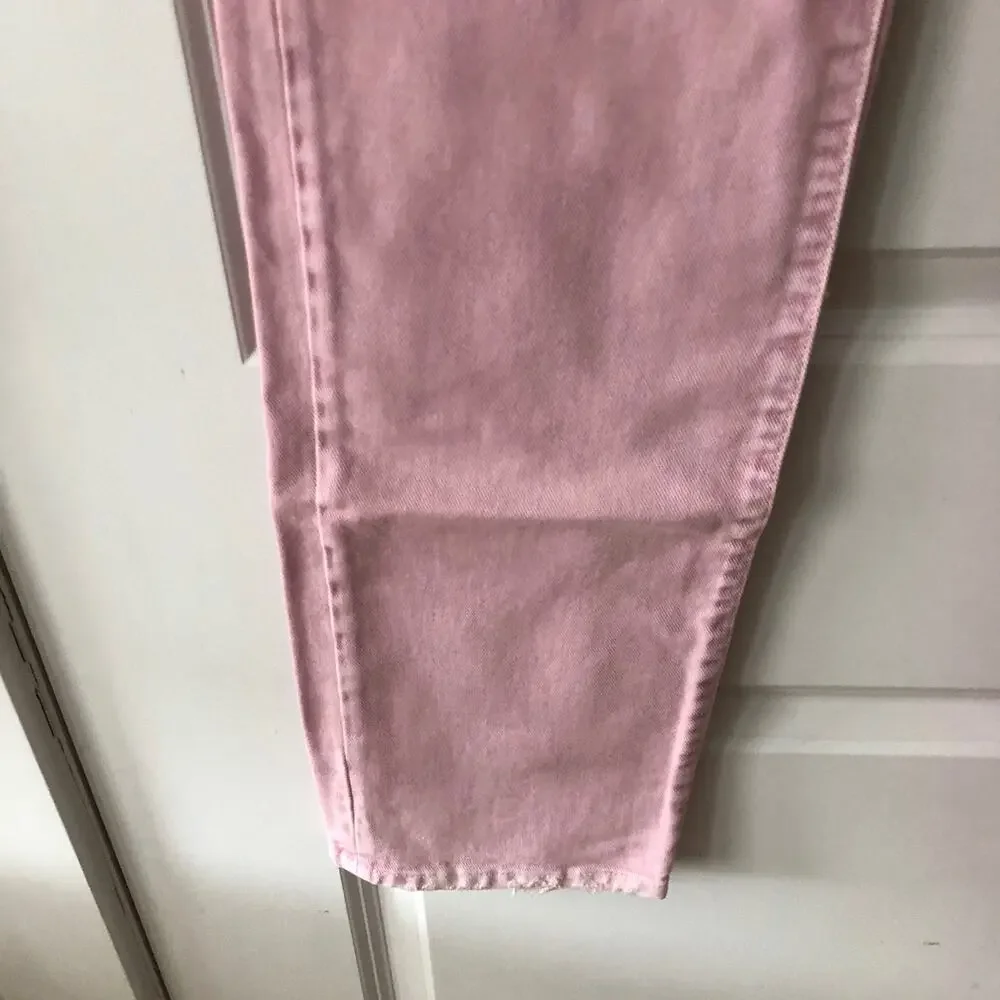 3x1 NYC size 25 Women's distressed straight leg jeans Mineral Rose Pink $367